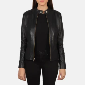 Rave Black Leather Biker Jacket